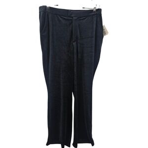 Good American Black Velvet Wide Leg Pants Size 4 (Fits US 14/16 L/XL) High Rise